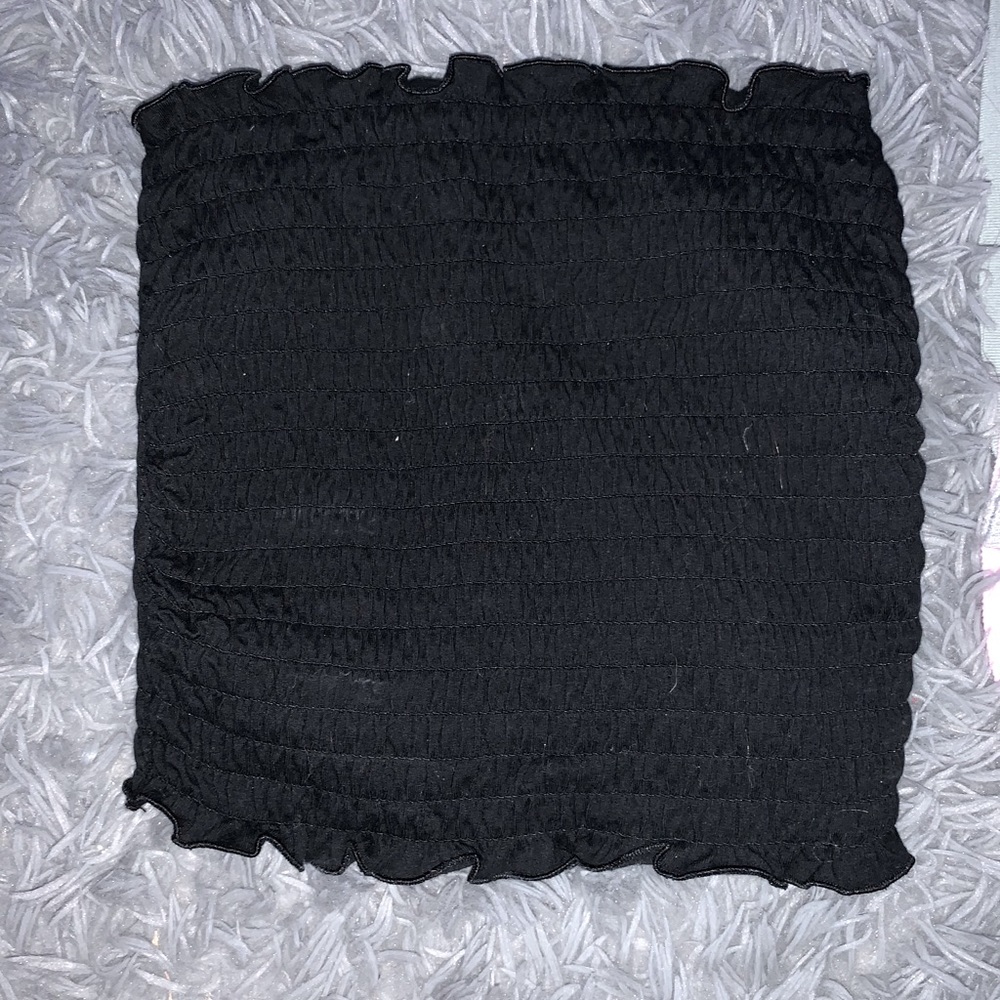 Black ruffle tube top